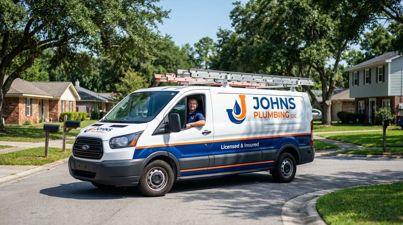 Johns Plumbing LLC service van in Saratoga Springs, NY