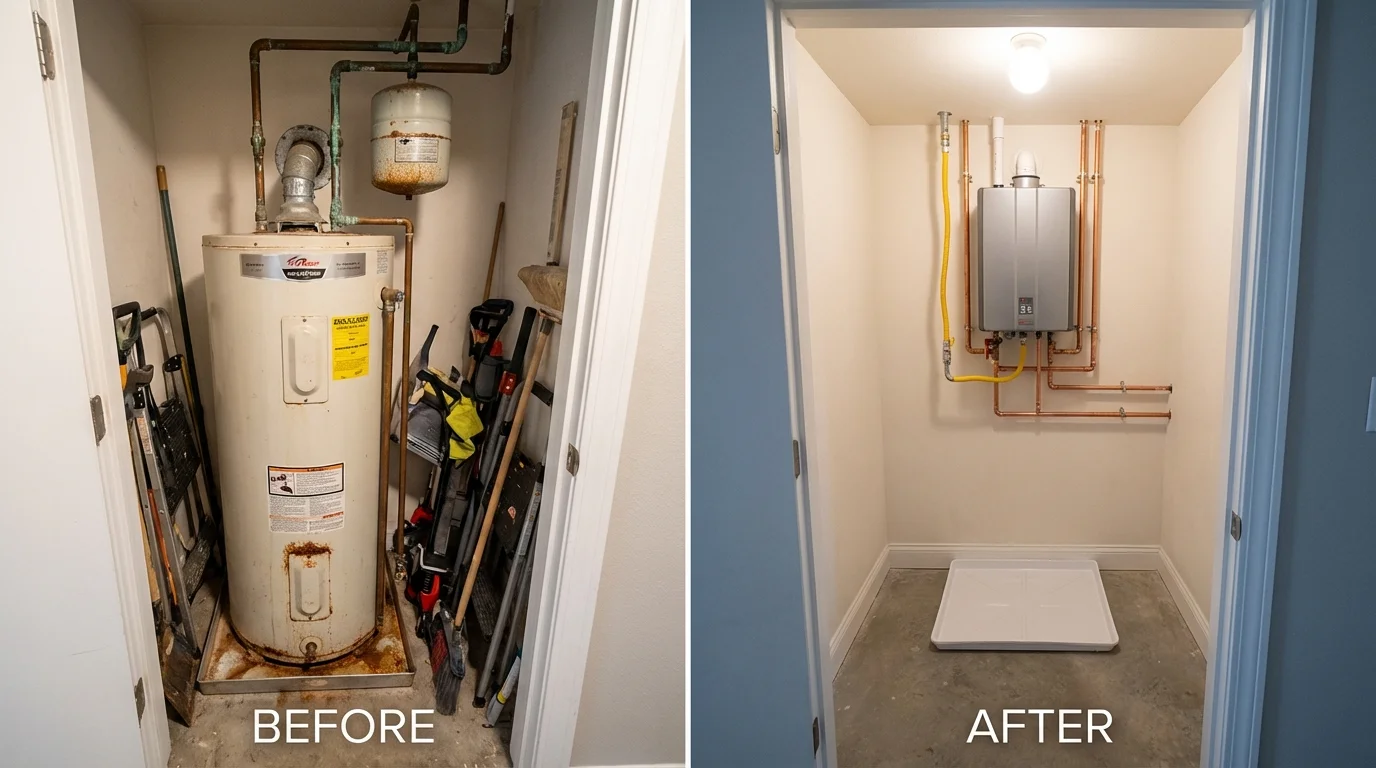 Tank water heater versus wall-mounted tankless unit comparison for Saratoga Springs, NY homeowners